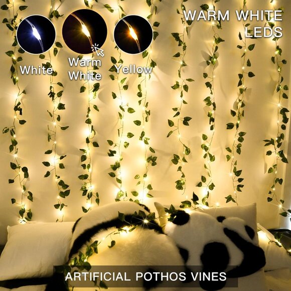 Vine with Fairy Lights Battery Operated, 33ft100 LED Pothos String Lights with R - Picture 3 of 6